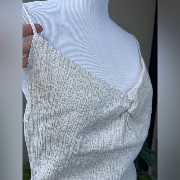 ☘️ Zara Textured Midi Slip Dress with Side Slit in Cream Beige, M - Picture 11 of 15